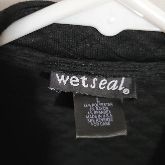 Wet Seal Large Black Blazer Quilted Open faux pockets long sleeves Junior EUC - Picture 6 of 6